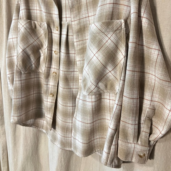 Beige Plaid Shacket - Picture 3 of 6
